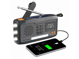 Rádio de Emergência para Uso Externo, DAB, Bateria Externa, Energia Solar e Manivela | AQUAFORGE