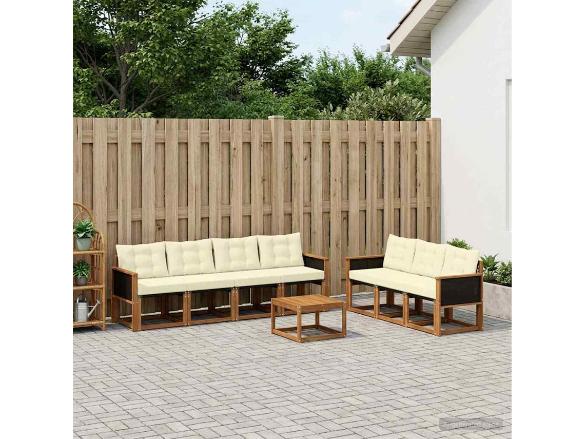 Vidaxl Conjunto De Sofás Para Exterior 8 Pcs Natural E Creme