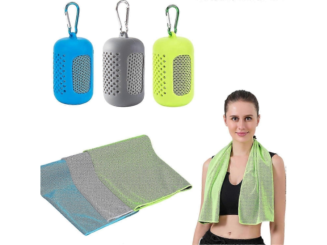 Toalha Refrescante De Microfibra Macia Com Capas De Silicone Portáteis, Para Ioga E Outras Atividades Kdo Slowmoose (30 X 90 Cm Azul, Cinza, Verde)