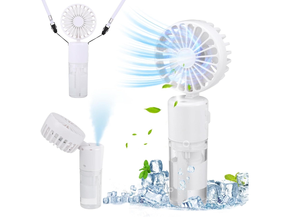 Ventilador Portátil MDUG Recarregável com Bateria Tipo C de 4000 Mah e 4 Velocidades de Vento (branco)
