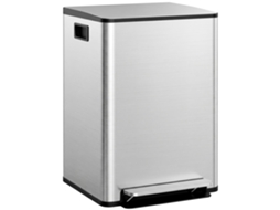 Balde de Lixo de Cozinha com 2 Compartimentos 2x30l Pedal Fechamento Suave e Cubo Amovível Prata Ge