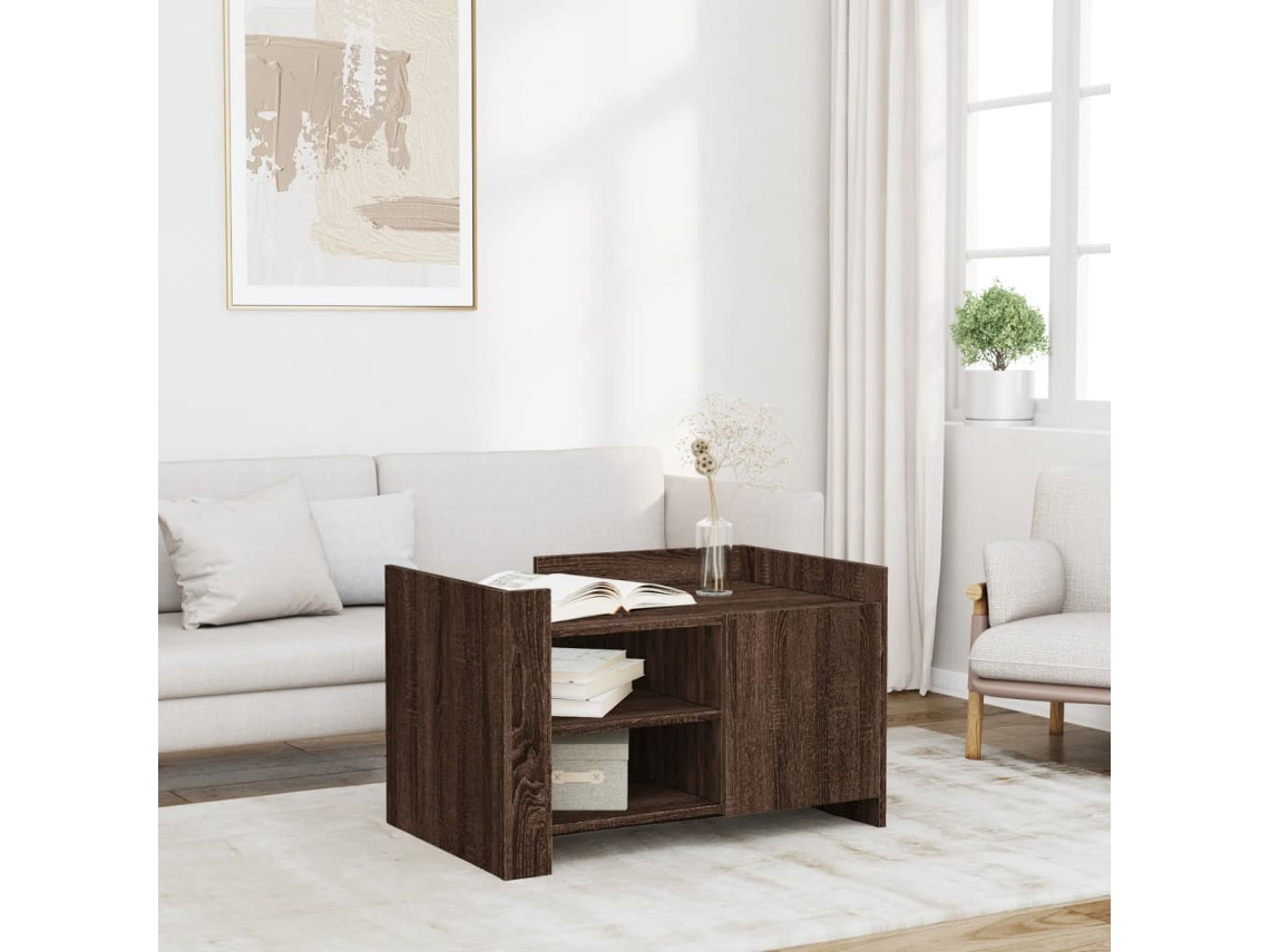 Vidaxl Mesa De Centro 80x50x50 Cm Derivados Madeira Carvalho Castanho