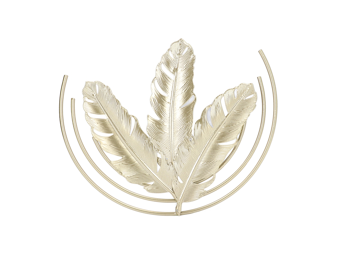 Escultura De Parede De Ferro Com Folha De Metal Dourado Para Lar