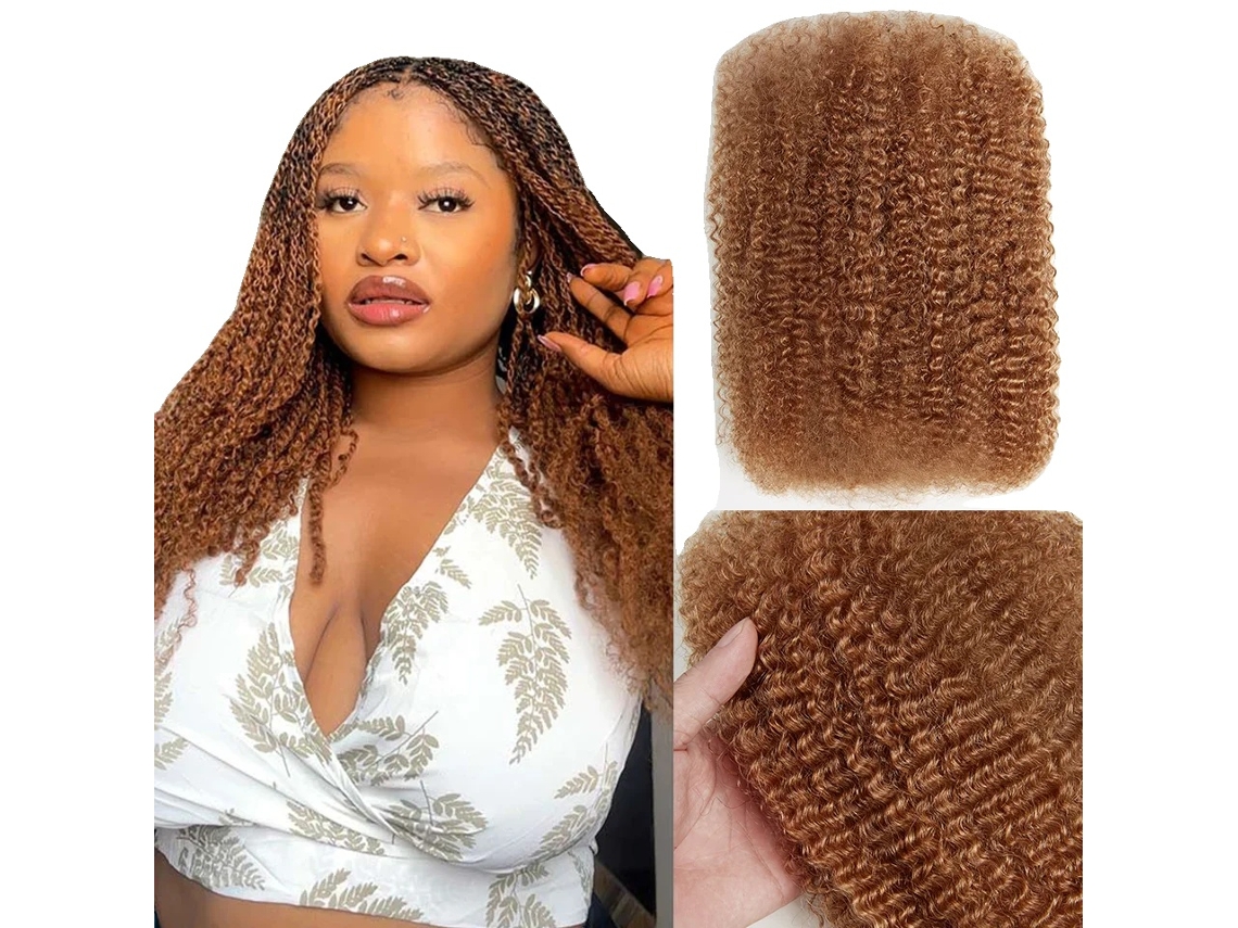 Extensões De Cabelo Humano, Textura Cacheada Kinky, Permutável, 30-a, 2pcs/lote, 18polegadas-b
