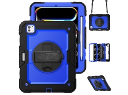 Capa Para Ipad Pro 11 2025/2024 11 Polegadas À Prova De Choque,com Suporte E Alça De Ombroazul Escuro + Preto