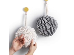 Toalhas de Banho com Pompons Macios, Brancas e Cinzas BRILVIBERA