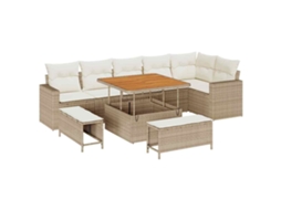 Conjunto 11 Conjunto De Sofá De Jardim Vidaxl Bege Vime Pe (292.5 X 192 X 85 Cm)