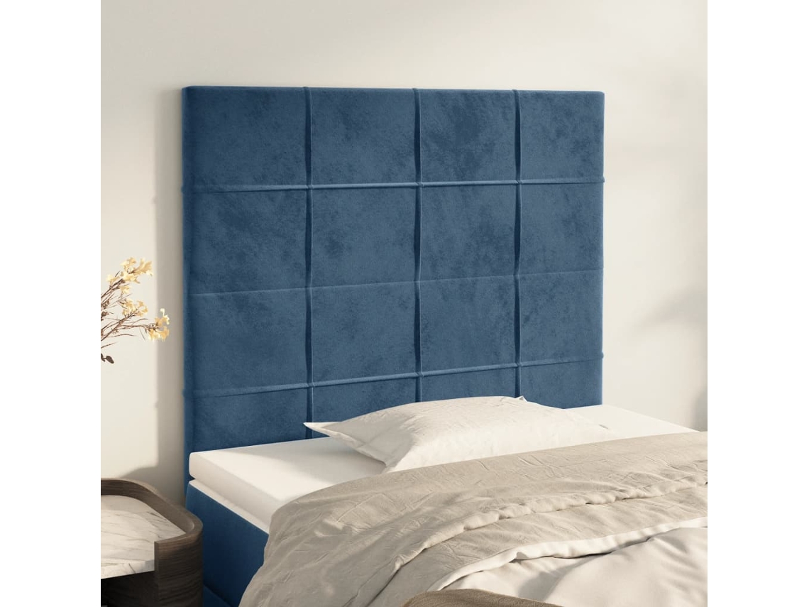 2 Pcs Cabeceira De Camapainel De Cabeceira Veludo 80x5x78/88 Cm Azul Escuro Lovely Home