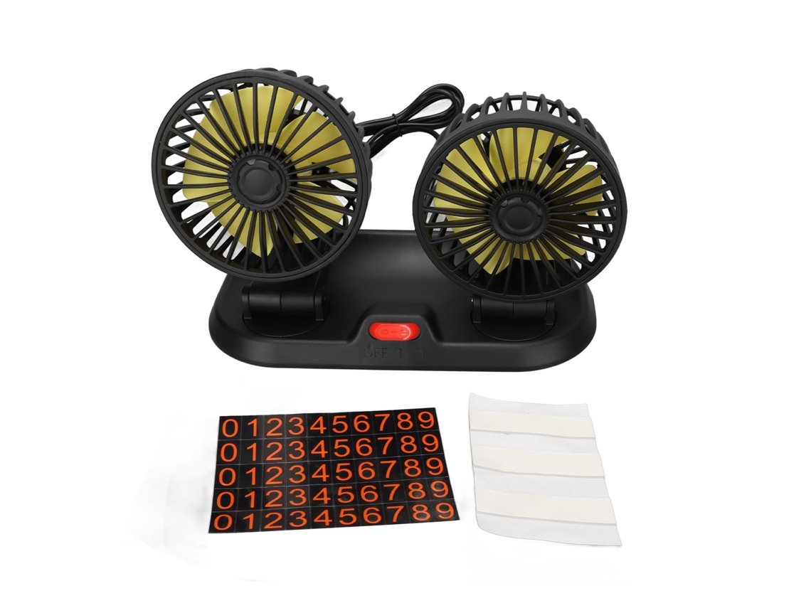 Ventilador Portátil 12v Para Carro Com Duas Cabeças