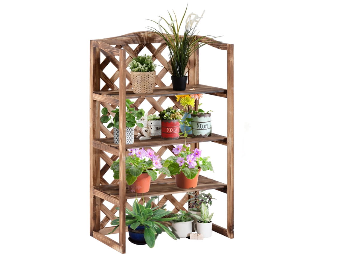 Suporte Para Flores Blumenregal Pflanzregal Blumenbank 3 Níveis Tannenholz (modell8)