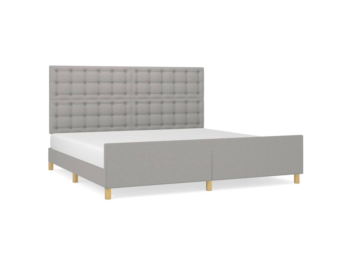 Estrutura De Cama Com Cabeceira Vidaxl Cinzeto Tecido (203x206x128 Cm)