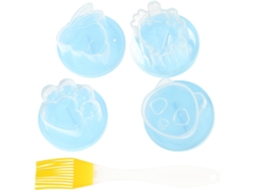 Conjunto De Molde Antiaderente Para Panela Ovo, Com 4 Copos Azuis E Escova Óleo Silicone Micro-ondas Cozinhar Em Casa, Cor Aleatória