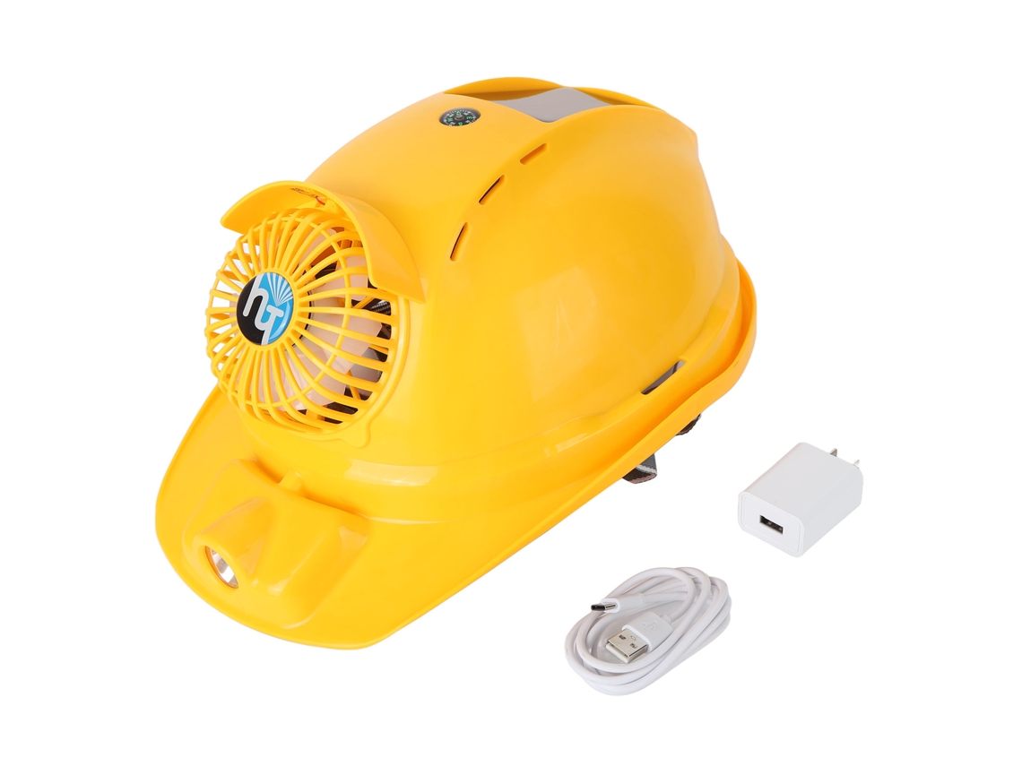 Capacete De Segurança Com Ventilador Solar Recarregável E Luz Led Power Bank