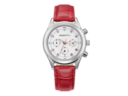 Relógio de Pulso Feminino Casual À Prova D'água de Quartzo com Pulseira Pu Vermelho