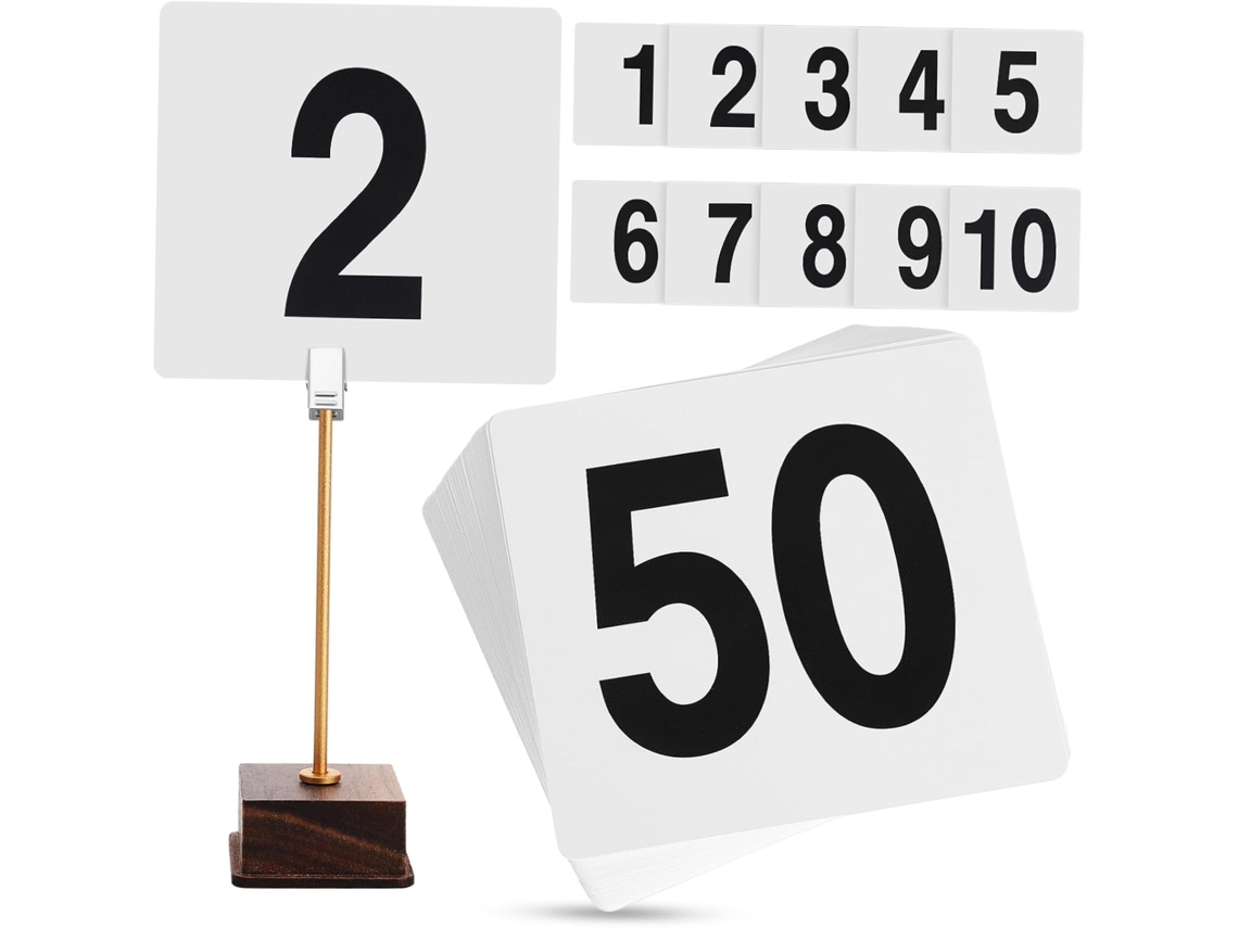 Conjunto De 50 Cartões Numéricos Plástico Para Mesas Casamentos E Eventos, Em Pvc Branco, Fáceis De Usar E Alta