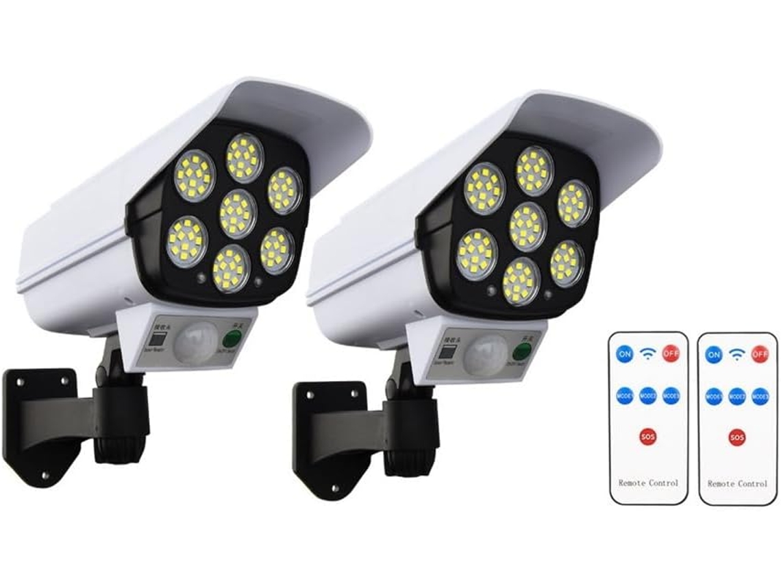 2 X 77 Leds Sensor De Movimento Pir Luzes Solares Externas, Lâmpada Com Simulação De Câmera, Luminár Gokoco
