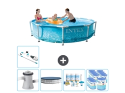 Piscina INTEX com Estrutura Redonda 305 X 76 Cm Impressão D'Água Inclui Bomba Cobrir Pacote de Manutenção Filtros Aspirador de Pó