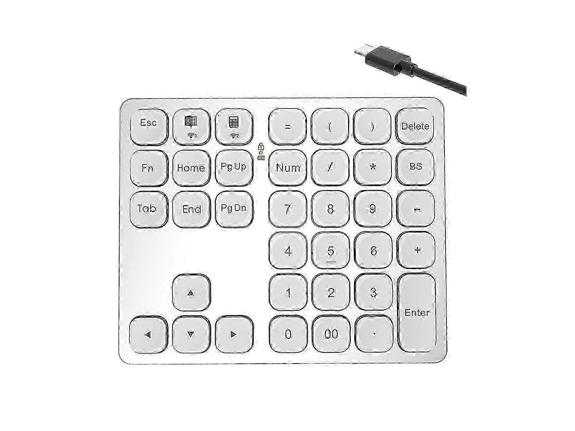 Mini Teclado Bluetooth Sem Fio para Celular e Tablet, Compatível com Android, Branco TAISHENGDA