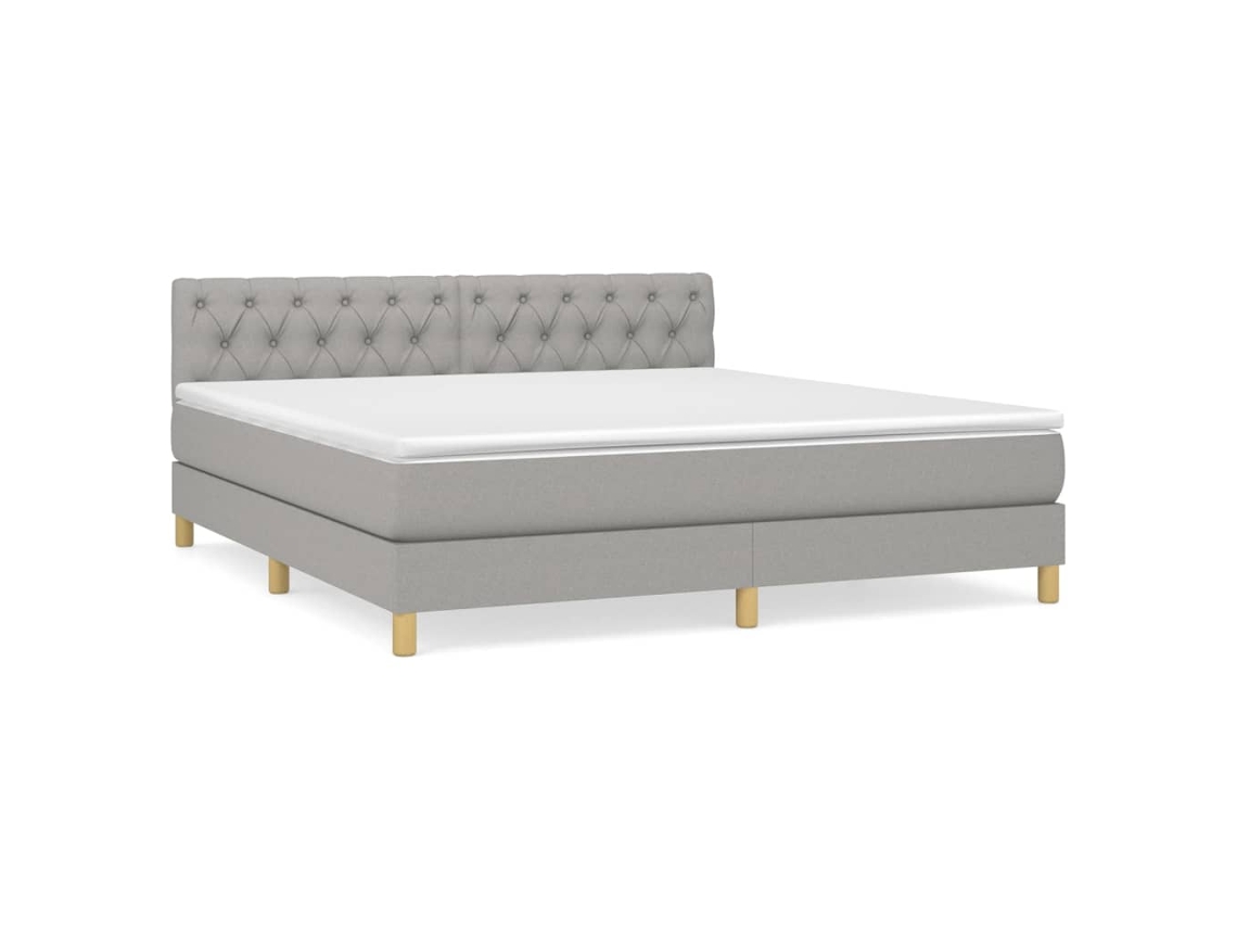Cama com Molas/Colchão 160x200 Cm em Tecido Cinzento Claro MAISON EXCLUSIVE