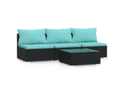 Maison Exclusive - 4 Pcs Conjunto Lounge De Jardim C/ Almofadões Vime Pe Preto