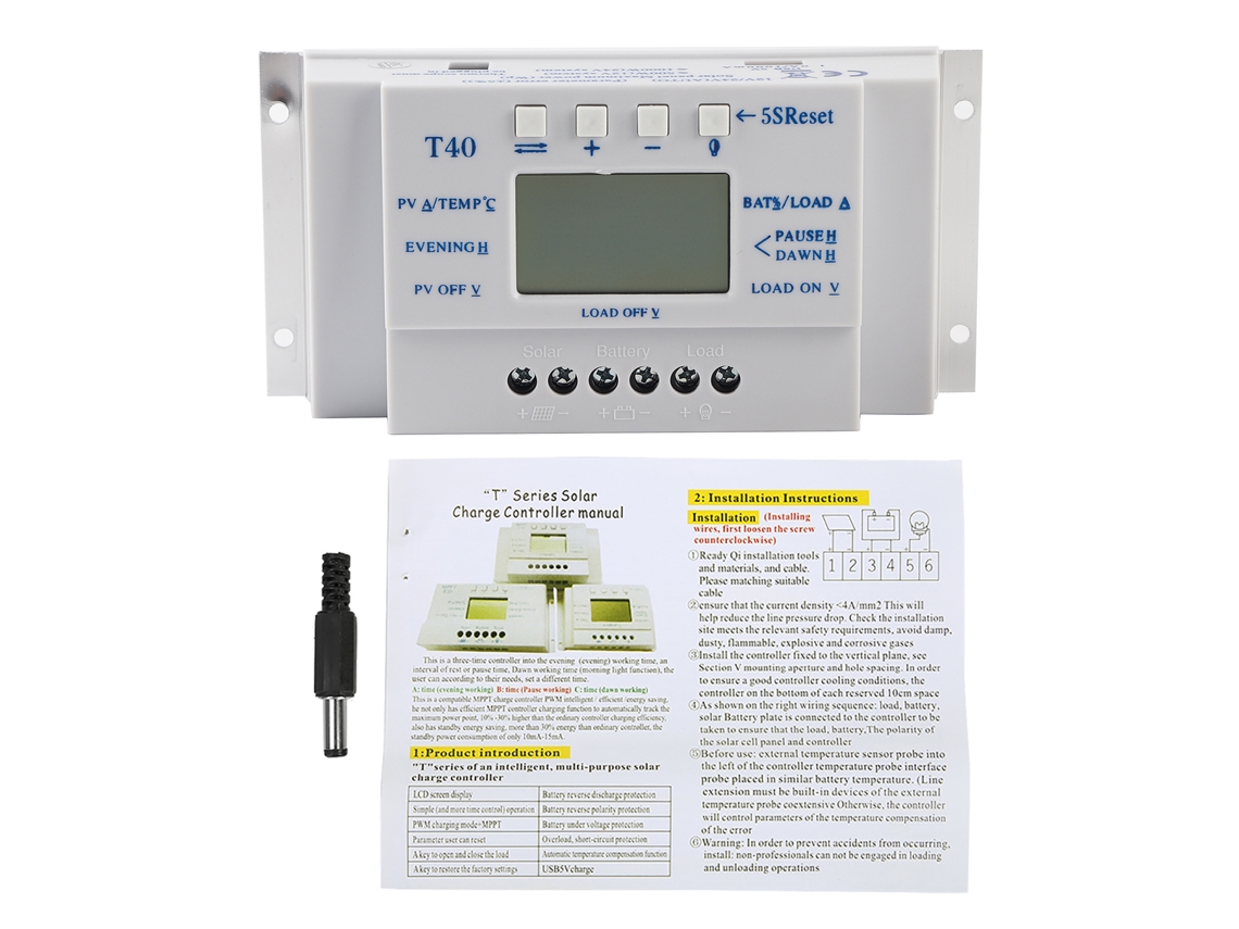 Regulador de Carga Solar MPPT 12v 24v 40a com LCD para Sistema de Iluminação Pública com S/MARCA