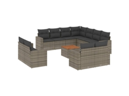 Conjunto de 12 Sofás Jardim com Almofadões Vime Pe Cinzento MAISON EXCLUSIVE