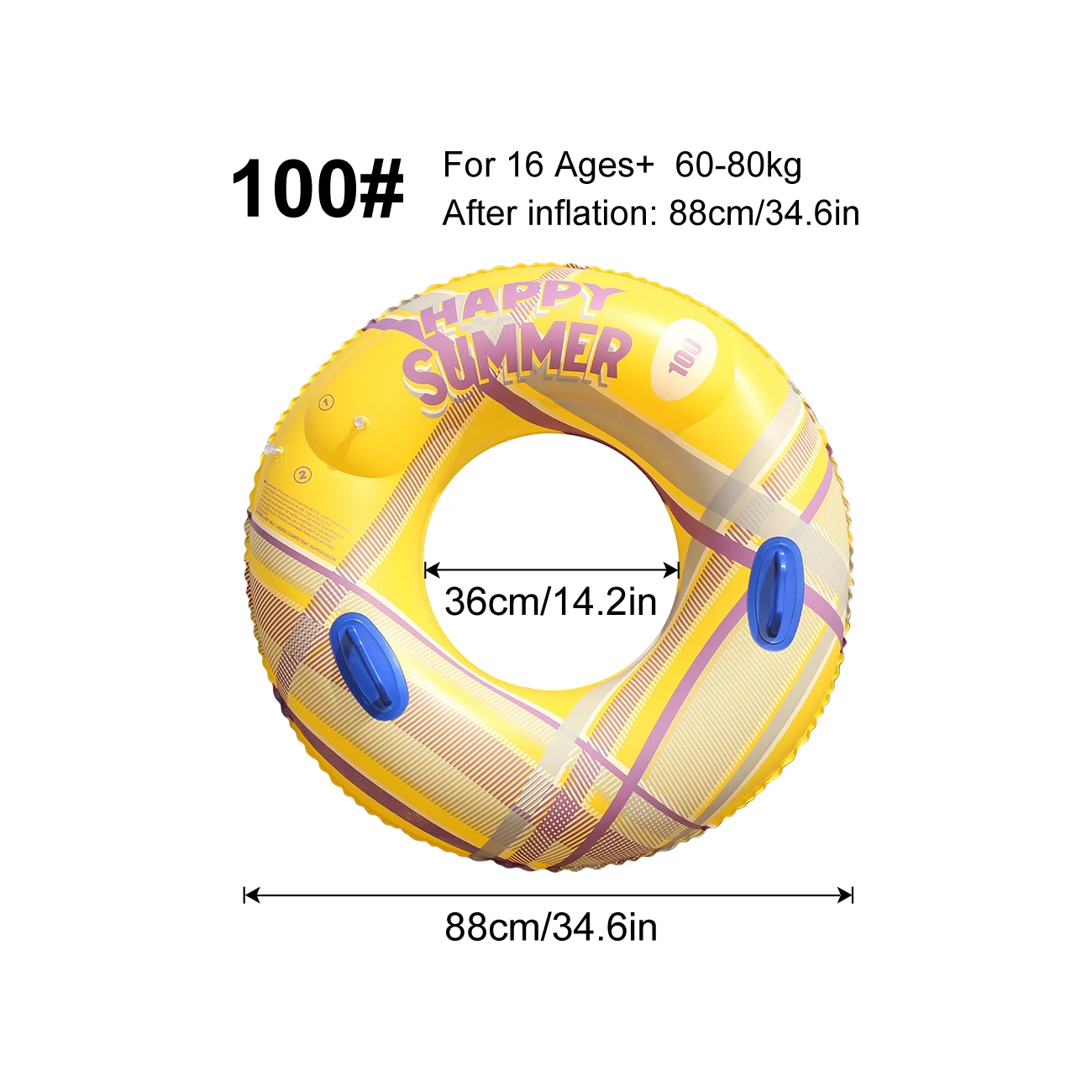 (100 Amarelo) 1 Boia Inflável Para Piscina, Boia Circular, Boia De Natação, Tubo De Flutuação Para Natação