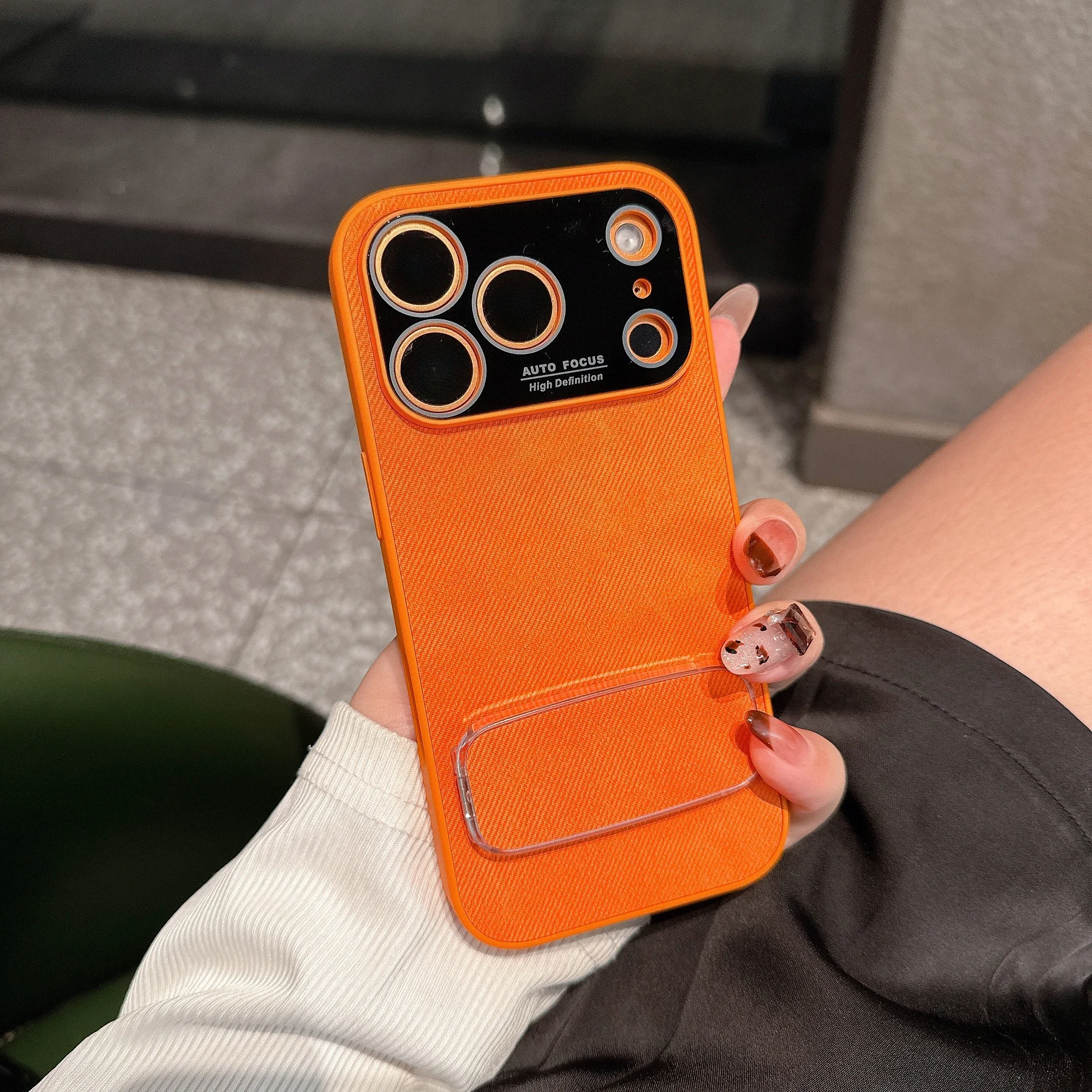 (iphone 13, Laranja) Capa De Veludo Para Iphone Com Suporte E Proteção Contra Impactos.