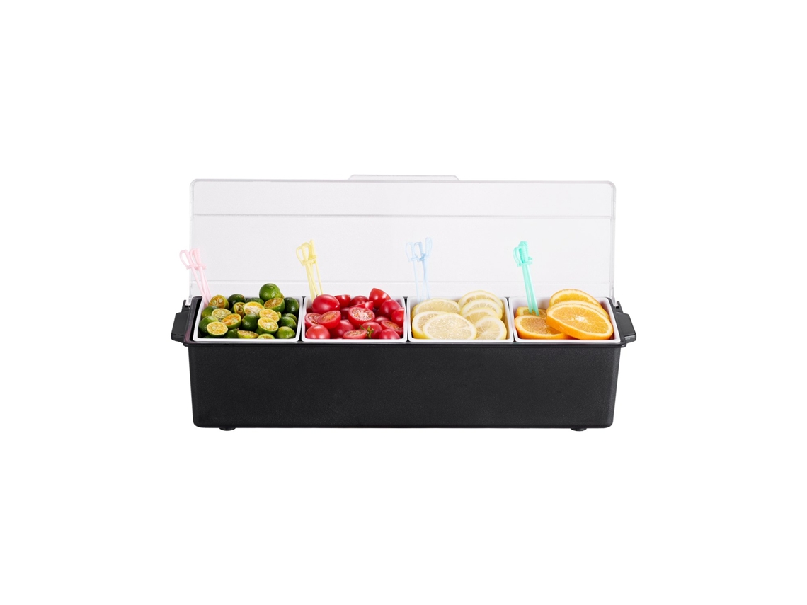 Bandeja para servir condimentos frios Vevor com 4 compartimentos 503 x 165 x 117 mm