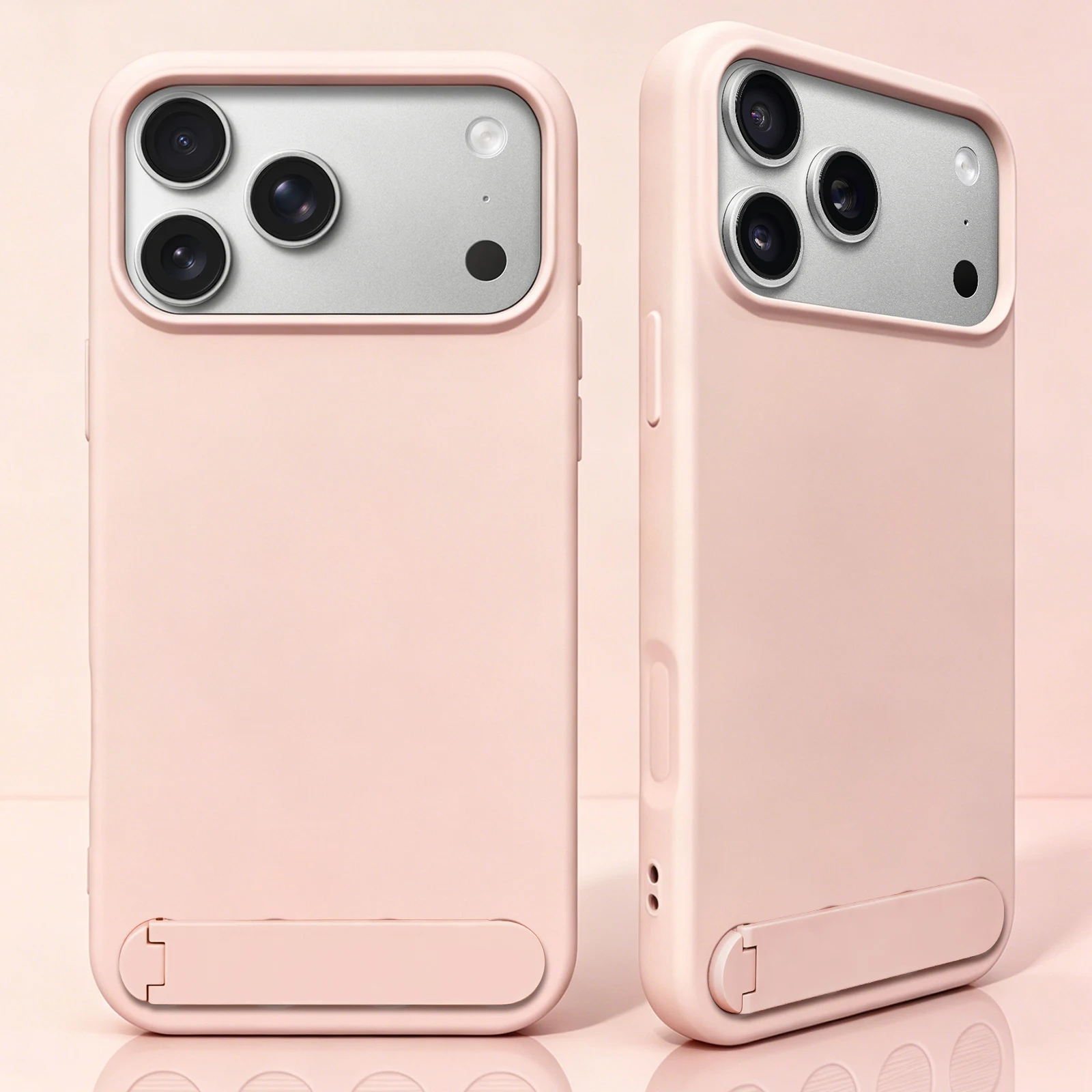 (rosa Claro, Iphone 13 Pro) Capa De Celular Em Silicone Líquido Com Suporte Dobrável, Proteção Contra Choques E Quedas.