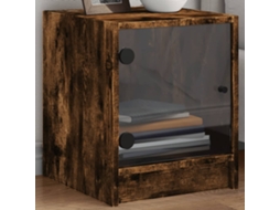 Vidaxl Mesa Cabeceira C/ Portas Vidro 2 Pcs 35x37x42cm Carvalho Fumado