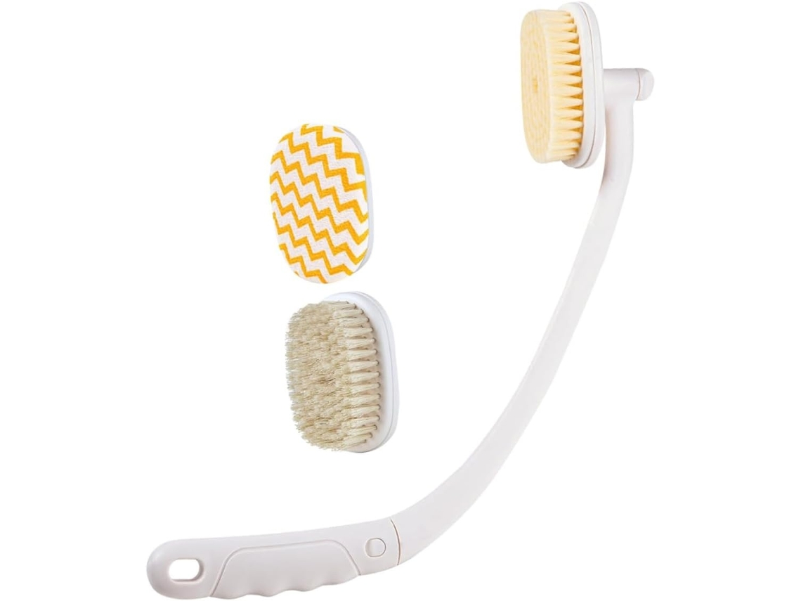 Lurelia Acessório De Duche Com Escova Para Costas, Pega Ergonómica, Com Argola E Cabeças Intercambiáveis