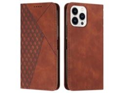 Capa Para Iphone 14 Pro Max Pele Sintética Anti-choque Magnética Castanho
