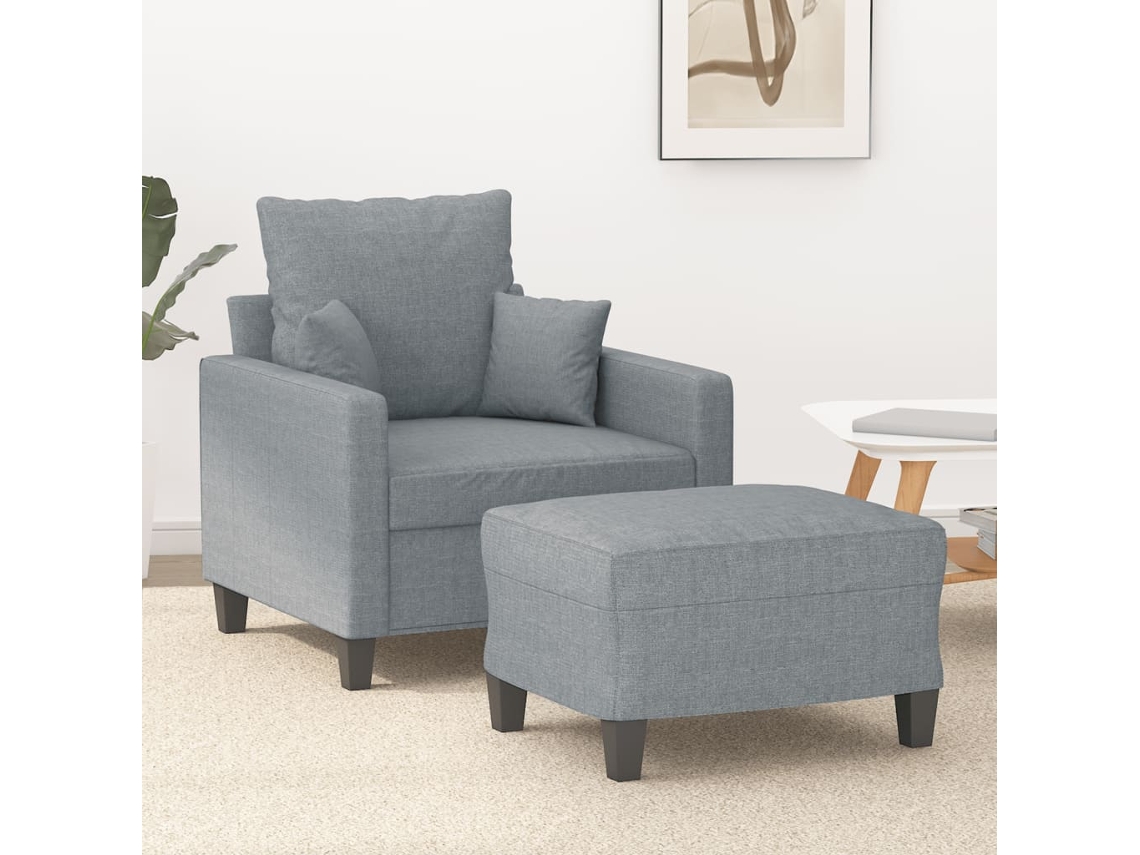 Vidaxl Poltrona Com Apoio De Pés 60 Cm Tecido Cinzento-claro