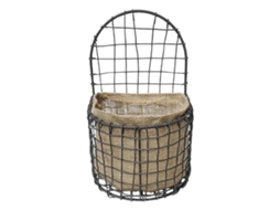 Cesta de Parede Semi redonda Grande Ferro Sacola Linho