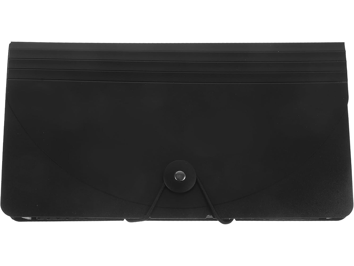Pasta Organizadora Expansível Galpada B6 Com 8 Bolsos, Preta, Tipo Sanfona Para Documentos, Recibos E Arquivos, Feita De