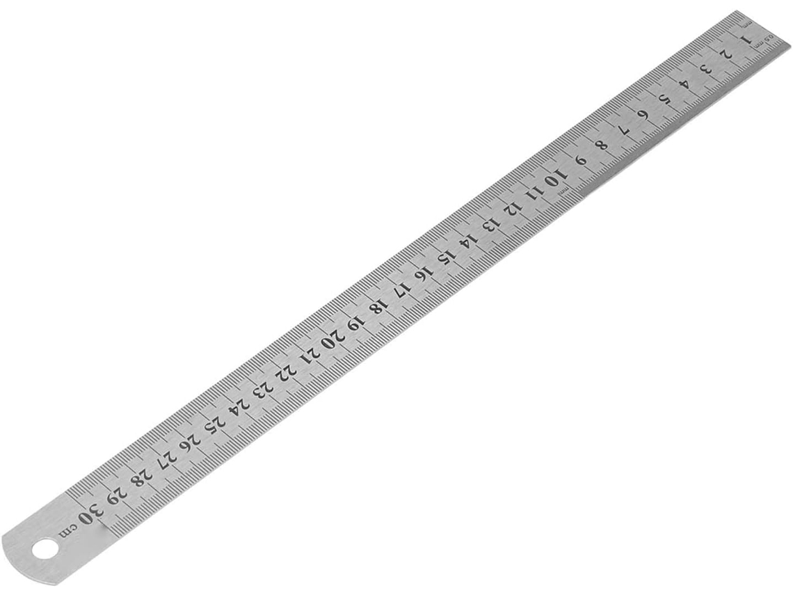 Régua triangular Haofy em aço inoxidável, escala dupla de 30 cm para estudantes, artistas e engenheiros, gravada a laser.