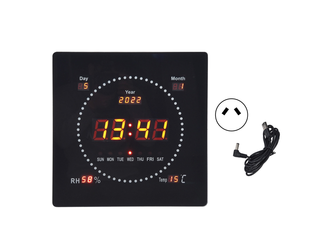 Relógio de parede digital LED grande Baok com alarme e calendário, para casa, plugue AU