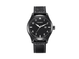 Relógio Masculino Cagarny 6862 Com Mostrador Redondo, Caixa Em Liga Metálica E Pulseira Em Couro Pu (preto).