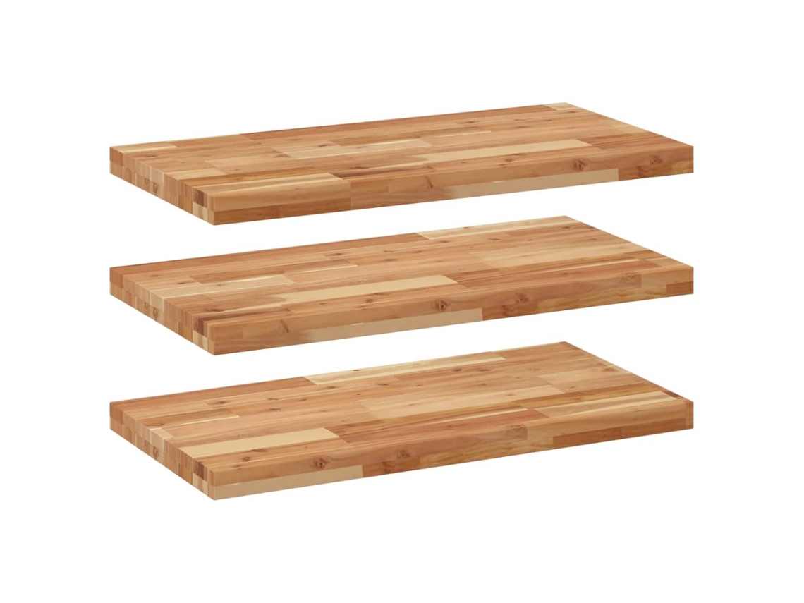 Conjunto 3 Prateleiras flutuantes 3 pcs acácia maciça c/ acabamento a óleo