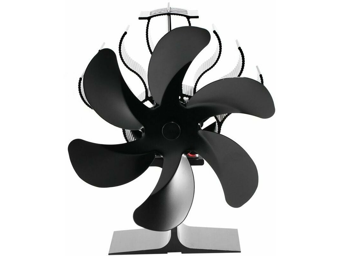 KOFIHETY Ventilador De Fogão A Lenha Movido A Calor, Acessório De Lareira Silencioso De Alumínio Anodizado Com 6 Lâminas Para Distribuição Eficiente De Calor,