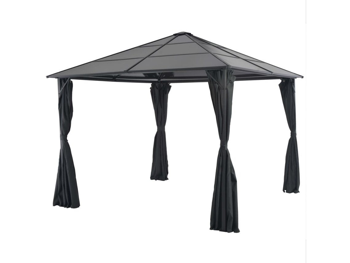 Vidaxl Gazebo Com Cortinas Alumínio 3x3 M Preto