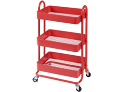 Carrinho de Serviço Pyhäntä com 3 Cestos em Aço 79 X 46 X 35 Cm Vermelho [EN.CASA]