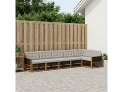 Vidaxl Conjunto De Sofás Para Exterior 6 Pcs Natural E Cinzento-claro