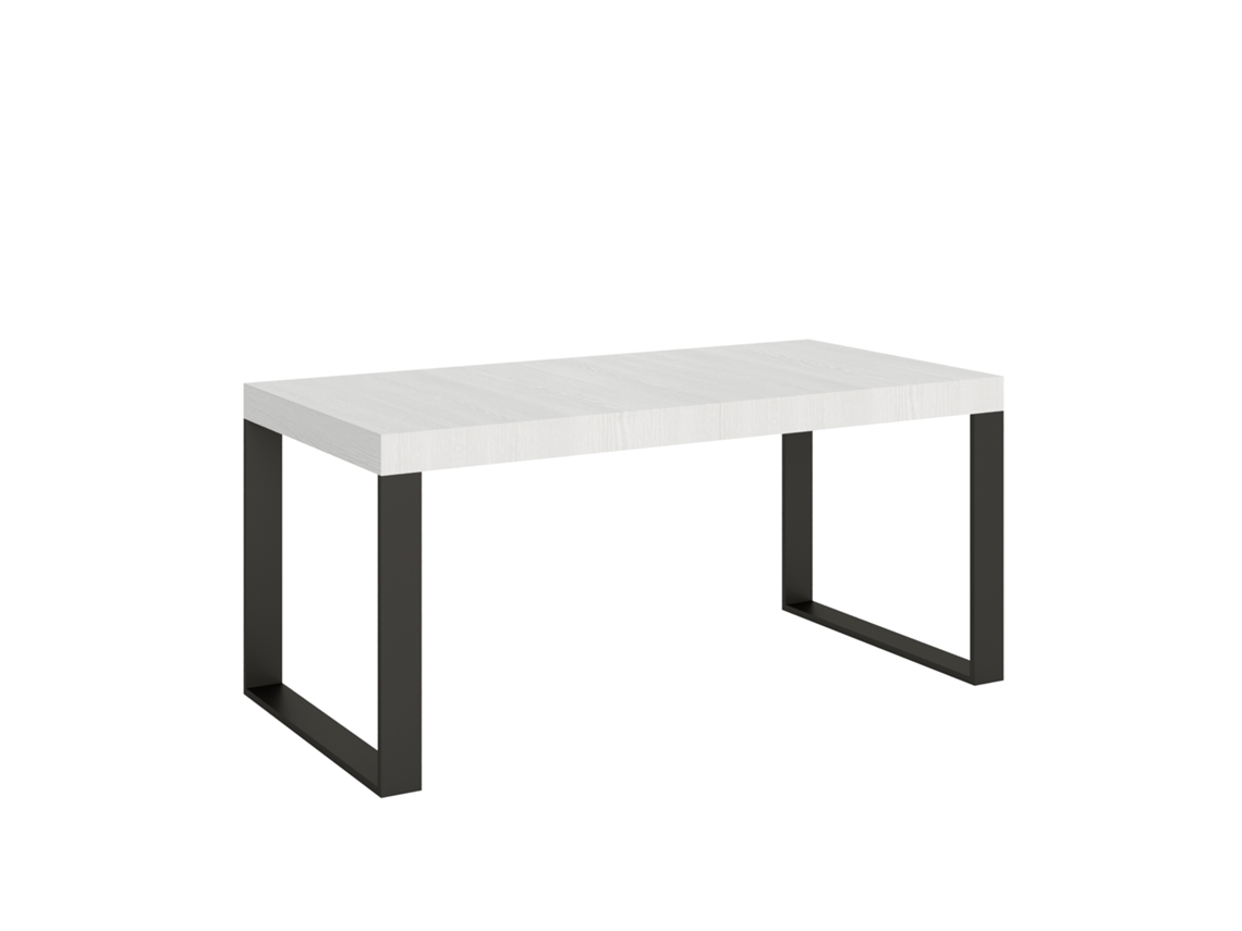 Mesa Extensível 200/304x90 Cm Tecno Premium Branco Freixo Com Pés Antracite Itamoby