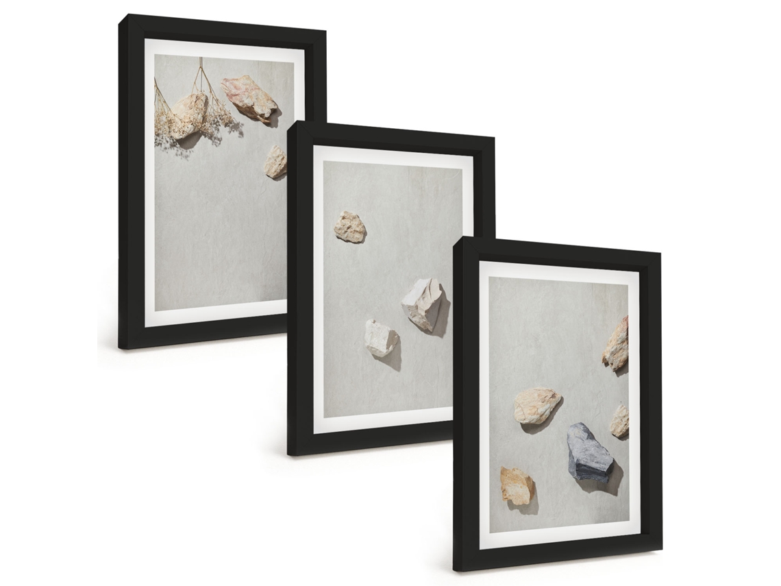 Pinturas Murais Modernaspedras Boho, Decorações De Praia Moldura Preta Fotos Para O Corredor Espelharte (3 Peças 20x30 Cm)