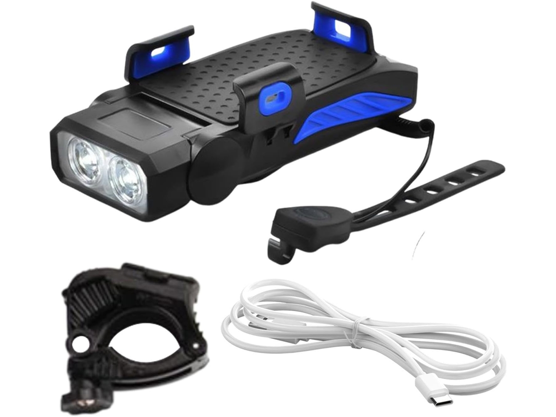 Luzes De Bicicleta Com Buzina – Suporte Integrado Para Celular Som E