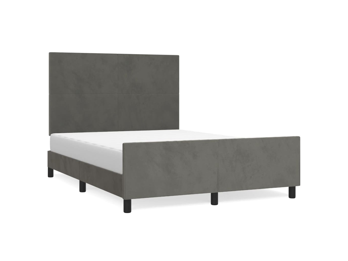 Bed Frame With Headboard, Bed Frames With Headboards Vidaxl Cinzeto Veludo (140 X 190 Cm)