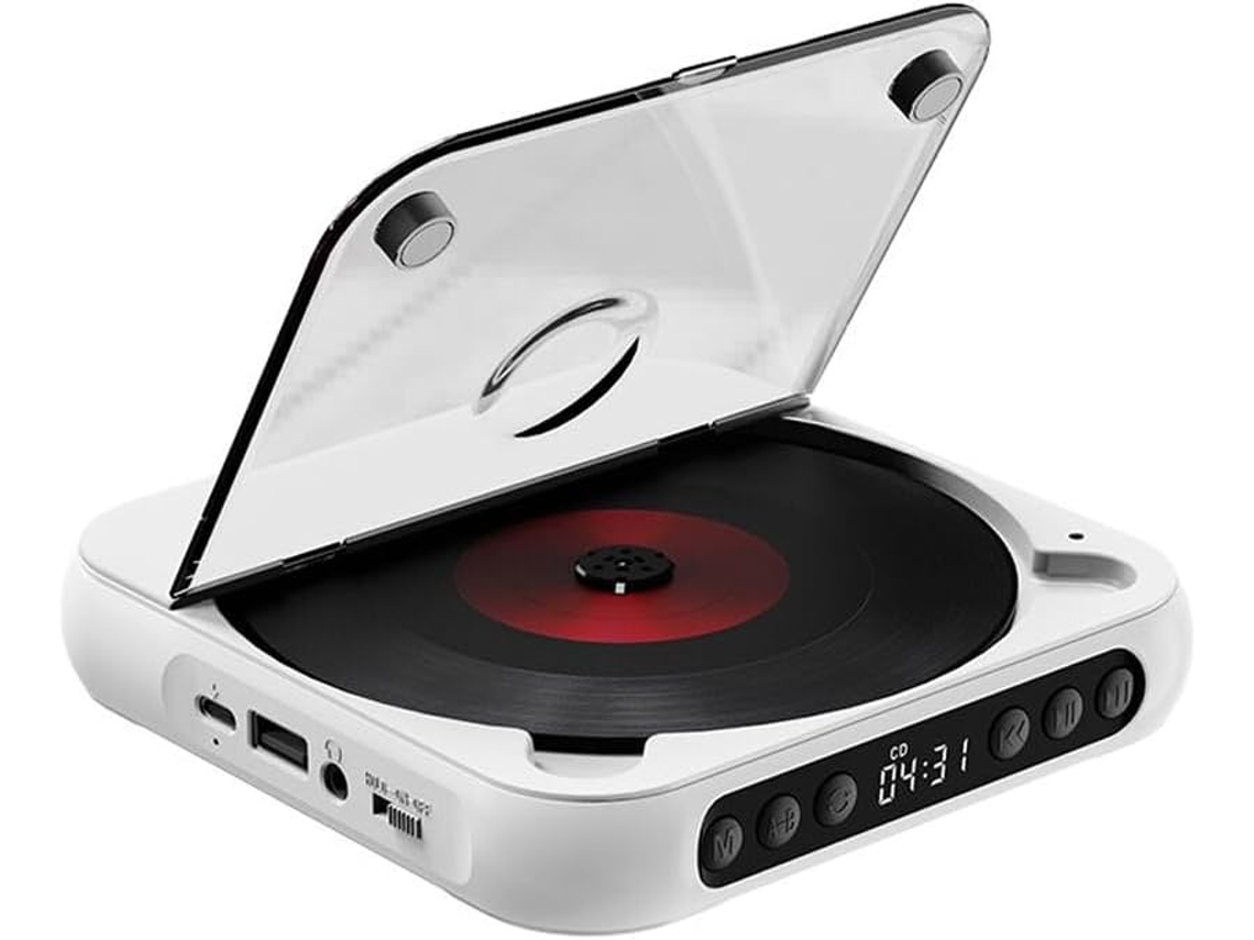 Leitor Cd Portátil Com Bluetooth, Capa Protetora Contra Poeira, 6 Modos, Temporizador De Repetição Ab