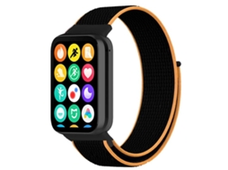 Bracelete Para Redmi Watch 6 / 5 / 4 - Nylon - Fecho De Velcro Preta E Laranja